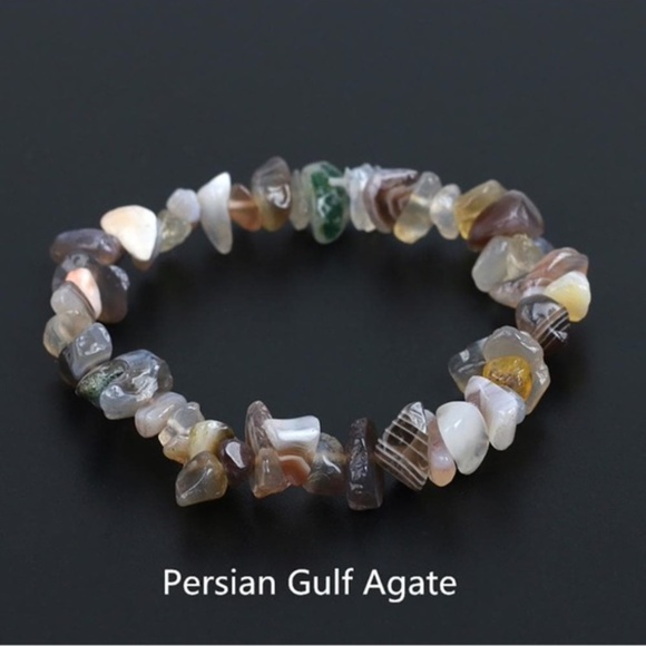 Natural Stone Stretch Bracelet - Persian Gulf Agate - Picture 1 of 2